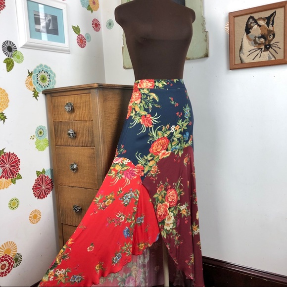 Anthropologie FarmRio Floral Patchwork Skirt XS - Picture 6 of 8